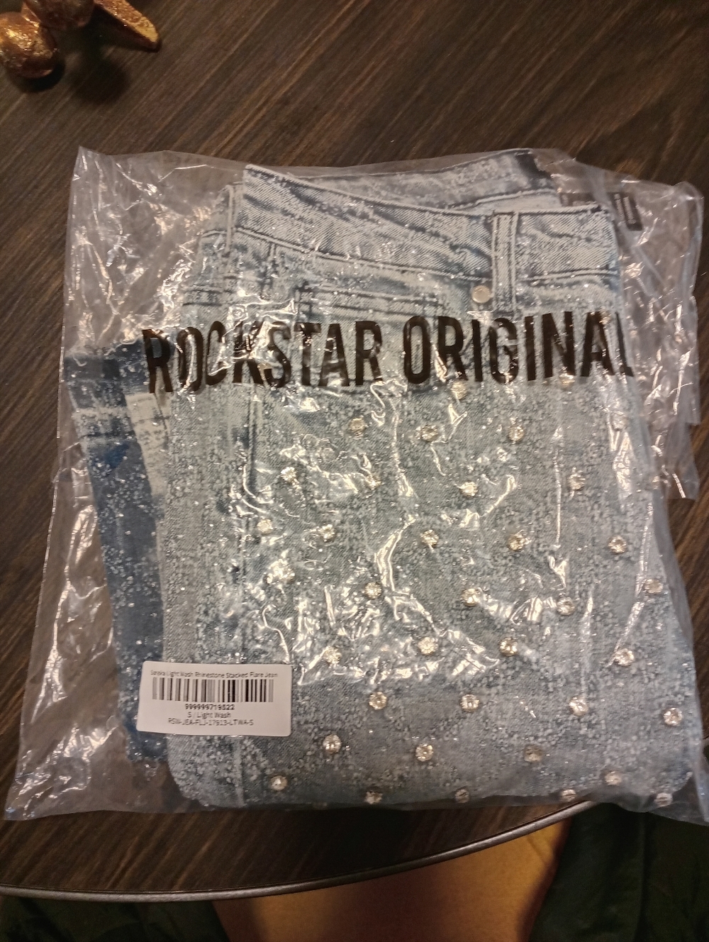 Sareka Light Wash Rhinestone Stacked Flare Jean - Picture 5 of 6